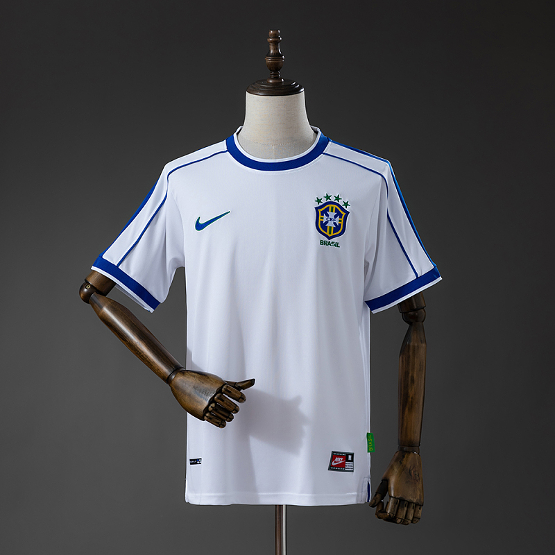 Camiseta retro de visitante de Brasil 1998, tallas S-XXL